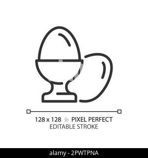 Eggs pixel perfect linear icon Stock Vector