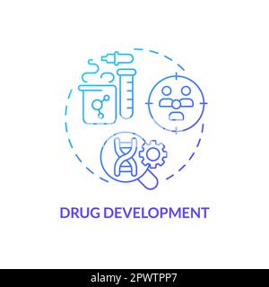 Drug development blue gradient concept icon Stock Vector