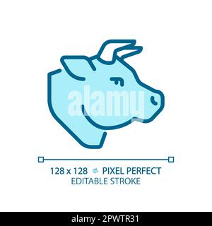 Beef pixel perfect blue RGB color icon Stock Vector