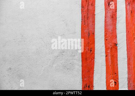 Architectural detail from exterior of a European half timbered wall, background with copy space Stock Photo