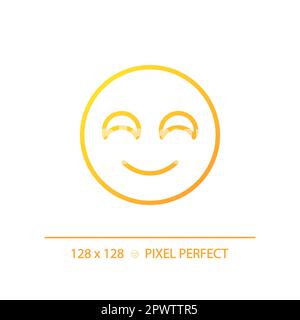 Smiling emoji pixel perfect gradient linear vector icon Stock Vector