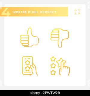 Rating of customer service pixel perfect gradient linear vector icons set Stock Vector