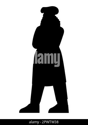 Black silhouette of a Professional female chef baker in flat design Stock Vector