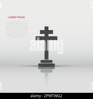 Vector halloween grave icon in flat style. Gravestone sign illustration pictogram. Rip business concept. Stock Vector
