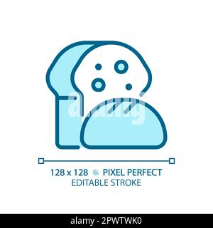 Bread pixel perfect blue RGB color icon Stock Vector