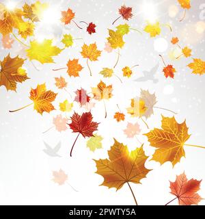 autumn background with falling maple leaves Stock Vector