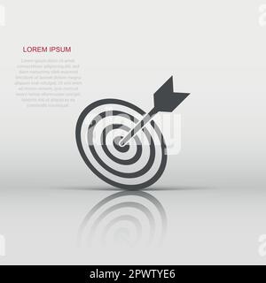 Vector target aim icon in flat style. Darts game sign illustration pictogram. Success business concept. Stock Vector
