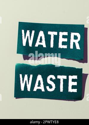 Sign displaying Water Waste, Concept meaning liquid that has been used as part of an industrial process Stock Photo