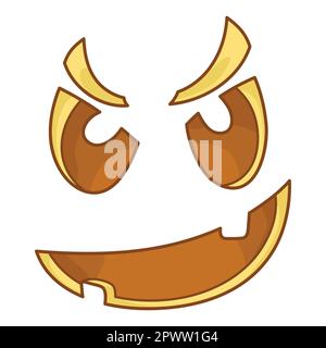 An evil unfriendly face for Jack the Lantern. Grimace. Funny facial expression. A fictional Halloween cartoon character. Simple flat element for holid Stock Vector