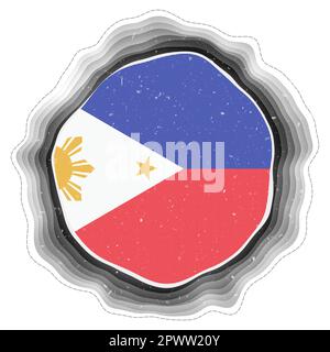 Philippines flag in frame. Badge of the country. Layered circular sign around Philippines flag. Charming vector illustration. Stock Vector