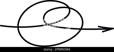 Hand drawn line spiral arrow. Vector isolated illustration Stock Vector