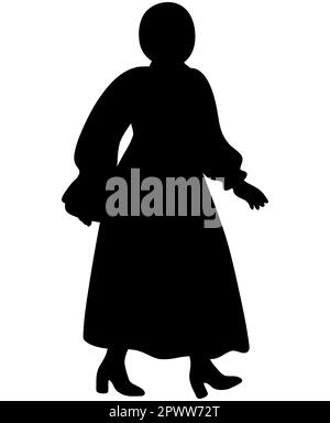 Black silhouette of  a modern Muslim woman in abaya logo, vector icon Stock Vector