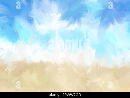 Abstract canvas art with a beach themed oil painted design Stock Vector