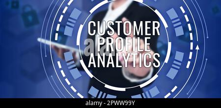 Handwriting text Customer Profile Analytics, Word Written on customer profile or target market analysis Stock Photo