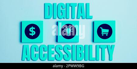 Text caption presenting Digital Accessibility, Business idea electronic technology that generates stores and processes data Stock Photo