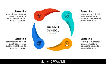 Infographic template with icons and 4 options or steps. Circle. Can be used for workflow layout, diagram, banner, webdesign. Vector illustration Stock Vector