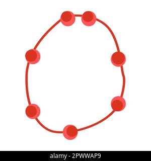 red beads necklace insulated in cartoon flat style Stock Vector