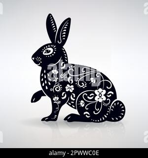 The symbol of the year a black rabbit on a light background Stock Vector