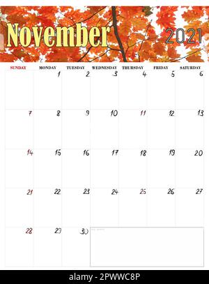 Thanksgiving concept - calendar date with decorations and pumpkins on  kitchen background Stock Photo - Alamy