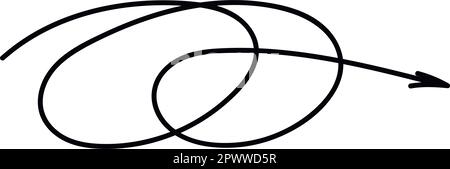 Hand drawn line spiral arrow. Vector isolated illustration Stock Vector