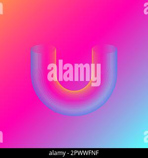 U letter, geometric shape made of thin lines. Logo, company icon, business sign, design element Stock Vector