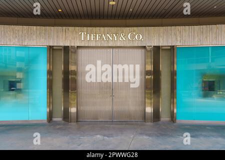 Tiffany and Company at Santa Monica Place, shopping mall in Santa Monica, Los Angeles, California. Tiffany's is a luxury jewelry design house. Stock Photo