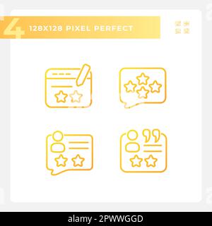 Leave comments with feedbacks pixel perfect gradient linear vector icons set Stock Vector