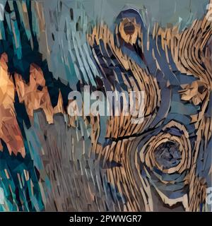 Wooden structures with knotholes and a notch. Decorative vector in low poly art. Stock Vector