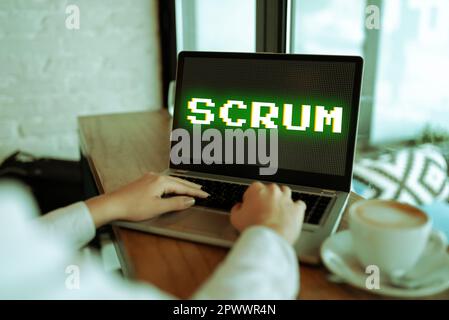 Sign Language Scrum Sign displaying Scrum, Concept meaning handwriting as distinct from ...