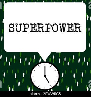 Conceptual display Superpower, Business idea a power or ability of a kind enables and enforces the bearer Stock Photo