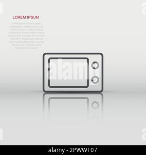 Vector microwave icon in flat style. Microwave oven sign illustration pictogram. Stove business concept. Stock Vector