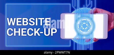 Conceptual caption Website Check Up, Business showcase an examination of a website to see if something is in order Stock Photo