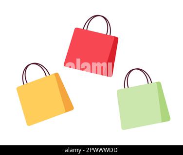 Branded retail shopping bags semi flat colour vector objects Stock Vector