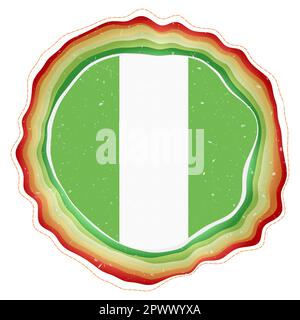 Nigeria flag in frame. Badge of the country. Layered circular sign around Nigeria flag. Appealing vector illustration. Stock Vector