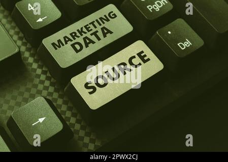Conceptual display Marketing Data Source, Internet Concept connection set up to a database from a server Stock Photo