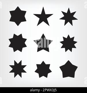 Vector set of silhouette stars icons isolated Stock Vector