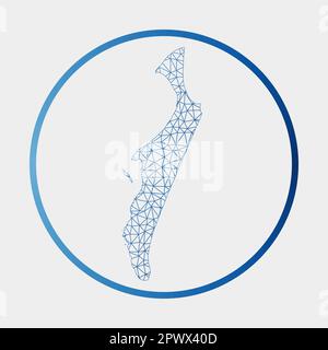 Fraser Island icon. Network map of the island. Round Fraser sign with gradient ring. Technology, internet, network, telecommunication concept. Vector Stock Vector