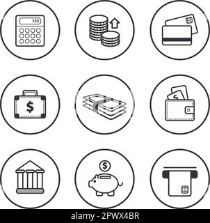 Payment line icons signs set. Design collection of Payment, Remittance ...