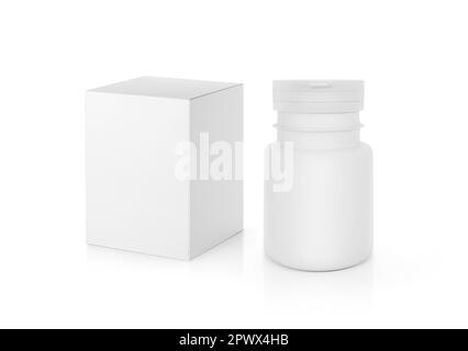 Blank medicine bottle and package isolated on white background
