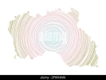 Santa Maria Island map filled with concentric circles. Sketch style circles in shape of the island. Vector Illustration. Stock Vector