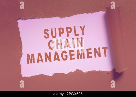 Sign displaying Supply Chain Management, Conceptual photo Aspects of modern smart company logistics processes Stock Photo