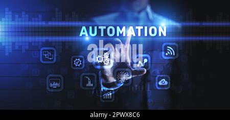 Automation Gears icon RPA Software development business process optimisation innovation technology. Stock Photo