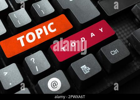 Writing displaying text Topic, Business concept matter dealt with in text discourse or conversation subject News Stock Photo