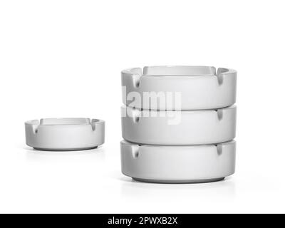White ceramic ashtray isolated on a white background Stock Photo