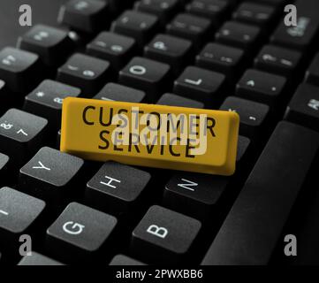 Text caption presenting Customer Service, Business approach process of ensuring customer satisfaction with a product Stock Photo