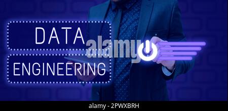 Handwriting text Data Engineering, Business concept data science that focuses on practical applications of data Stock Photo