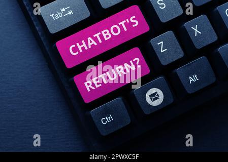 Conceptual caption Chatbot's Return, Word Written on program that communicate use text interface and AI Stock Photo