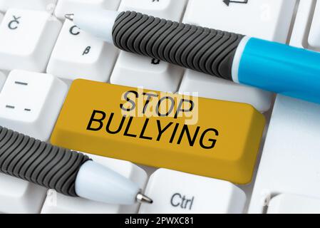 Sign displaying Stop Bullying, Word for Fight and Eliminate this Aggressive Unacceptable Behavior Stock Photo