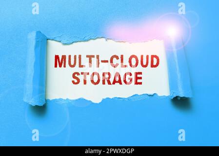 Text showing inspiration Multi Cloud Storage, Conceptual photo use of multiple cloud computing and storage services Stock Photo