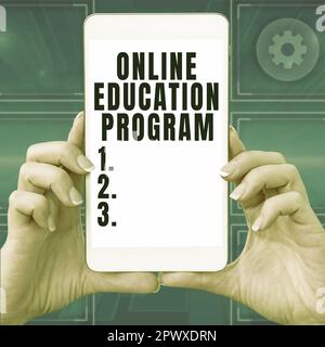 Text sign showing Online Education Program, Business approach Software development and programming courses Stock Photo